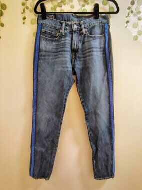 NWT Abercrombie & Fitch Felix Super Skinny Jeans Blue Tuxedo Stipe 28 Waist